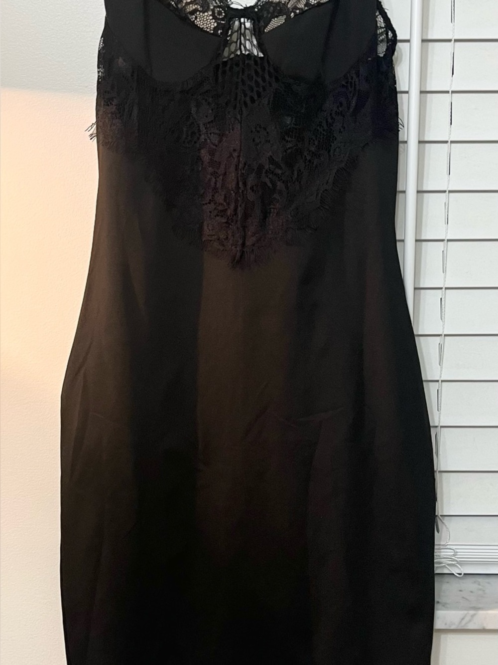 Shein Size 2 Black Slip Mini Dress Lace & Fringe Top